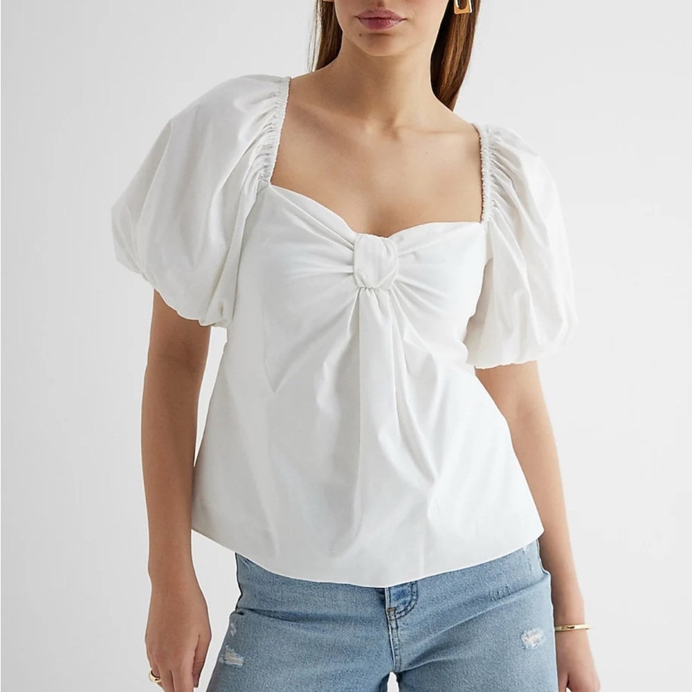 EXPRESS Sweetheart Neckline Tie Back
Babydoll Top in White